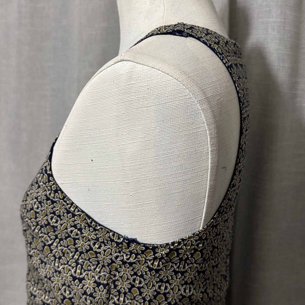 Sincerely Jules Rayon Swing Style Skater Dress-Sz M-Navy/White/Olive-V Neck - Picture 7 of 15